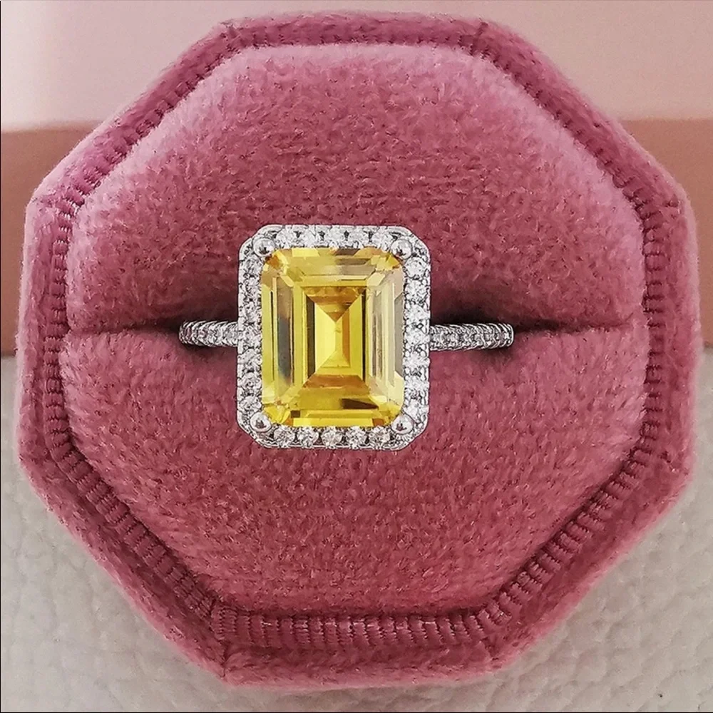 New Luxury 925 Silver Beautiful Women’s Citrine Ring - Picture 3 of 6